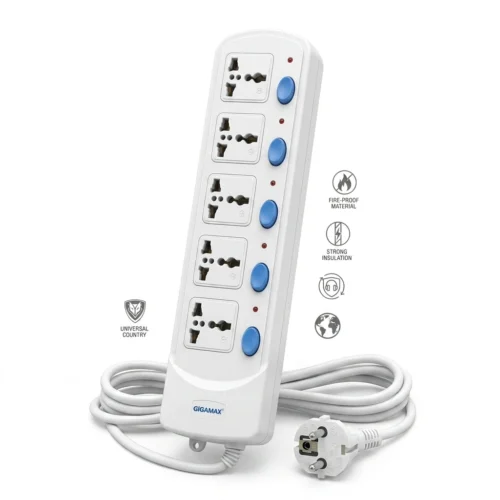 اشترِ مشترك كهرباء جيجامكس GigaMax MTS-B453 بـ 5 منافذ و5 مفاتيح بمصر. كابل 3 متر، خامات مقاومة للحريق وقدرة 2500W بأفضل سعر من KCS Store.