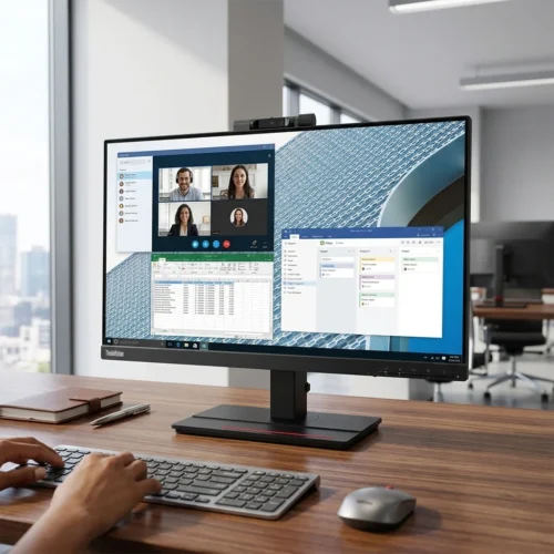 اشترِ شاشة Lenovo ThinkVision T24v-20 بمصر. مقاس 24 بوصة IPS مزودة بكاميرا FHD وميكروفونين مثالية للاجتماعات والعمل بأفضل سعر. شحن سريع!