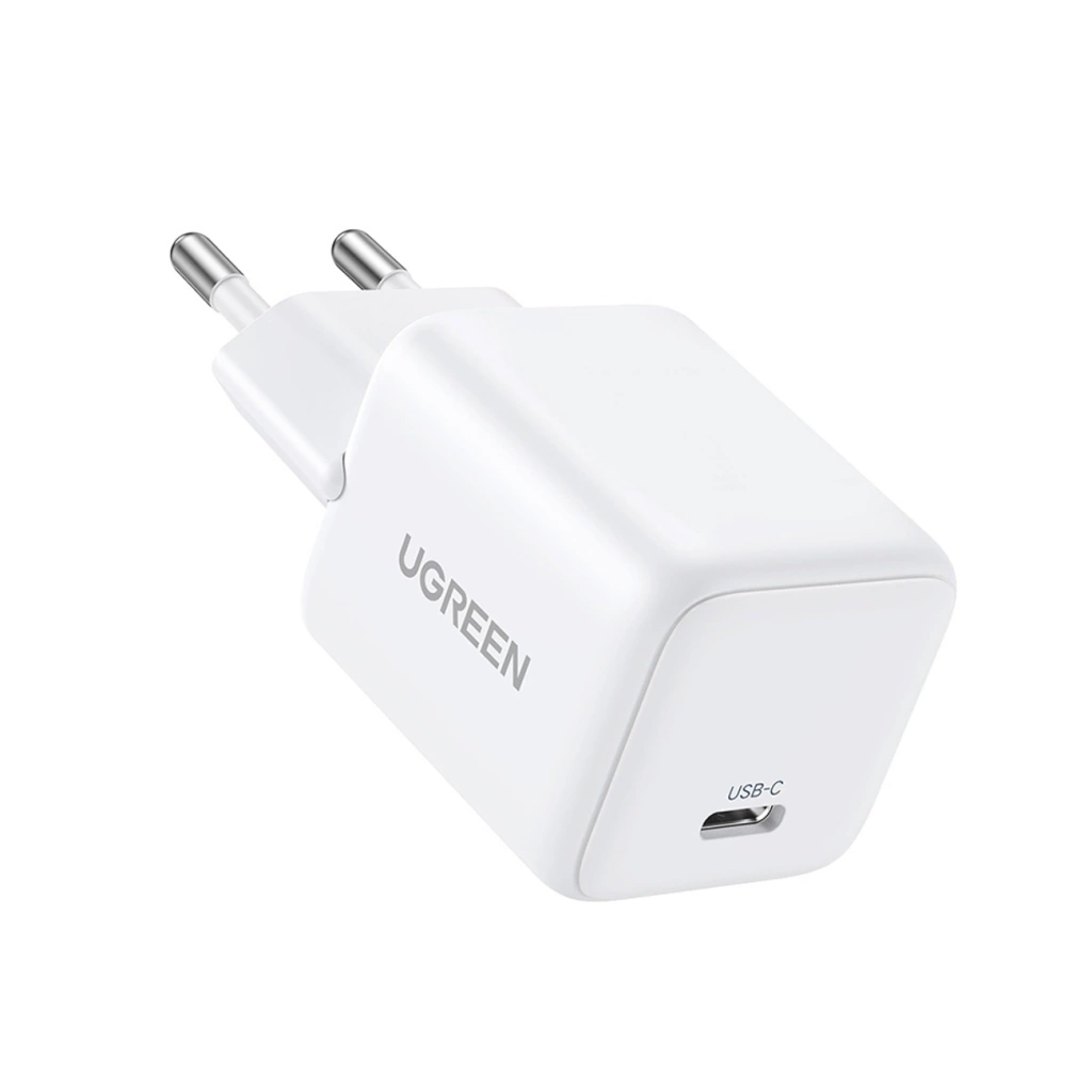 UGREEN X512 Charger USB-C GaN Fast 20W white شاحن بتقنية gan بقوة ٢٠ واط 1 اشترِ شاحن يوجرين UGREEN X512 GaN بقوة 20 واط بمصر. شاحن تايب سي مدمج مع كابل 1 متر لحماية بطارية الآيفون والأندرويد بأفضل سعر.
