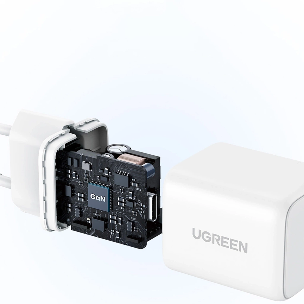 UGREEN X512 Charger USB-C GaN Fast 20W white شاحن بتقنية gan بقوة ٢٠ واط 2 اشترِ شاحن يوجرين UGREEN X512 GaN بقوة 20 واط بمصر. شاحن تايب سي مدمج مع كابل 1 متر لحماية بطارية الآيفون والأندرويد بأفضل سعر.