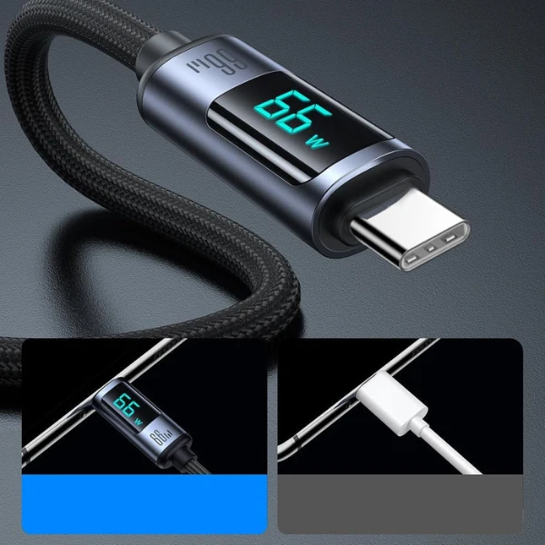 JOYROOM S-A16 Pro Prism Series 66W USB-A to USB-C Cable with Wattage Display 1.2m كابل شحن تايب سي ٦٦ واط بشاشة لعرض القدرة 5 اشترِ كابل Joyroom S-A16 Pro بقدرة 66W في مصر. شاشة رقمية لعرض الواط، نقل بيانات 480Mbps، ونايلون مضفر 1.2m بأفضل سعر من KCS Store.