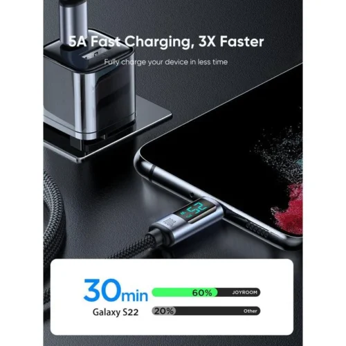 اشترِ كابل Joyroom S-A16 100W تايب سي بمصر. شاشة رقمية لعرض الواط، نقل بيانات 480Mbps، ونايلون مضفر 1.2m بأفضل سعر من KCS Store.