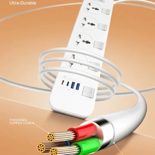 اشتري مشترك كهرباء LDNIO SC5614C بقدرة 2500W و5 منافذ AC و6 منافذ شحن USB/Type-C بكابل 2 متر وخامات مقاومة للحريق. أفضل سعر في مصر مع توصيل سريع.