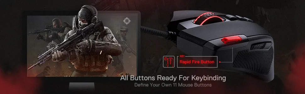 REDRAGON M612 PREDATOR RGB Gaming Mouse Up to 8,000 DPI Optical Sensor 11 Programmable Buttons ماوس جيمينج ريدراجون مستشعر ٨٠٠٠ دي بي آي و ١١ زرار 8 ماوس جيمينج ريدراجون مستشعر ٨٠٠٠ دي بي آي و ١١ زرار