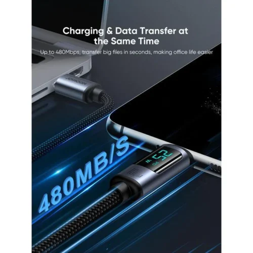 اشترِ كابل Joyroom S-A16 100W تايب سي بمصر. شاشة رقمية لعرض الواط، نقل بيانات 480Mbps، ونايلون مضفر 1.2m بأفضل سعر من KCS Store.
