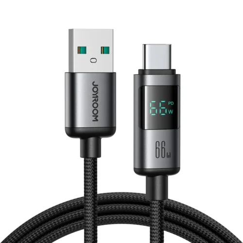 اشترِ كابل Joyroom S-A16 Pro بقدرة 66W في مصر. شاشة رقمية لعرض الواط، نقل بيانات 480Mbps، ونايلون مضفر 1.2m بأفضل سعر من KCS Store.