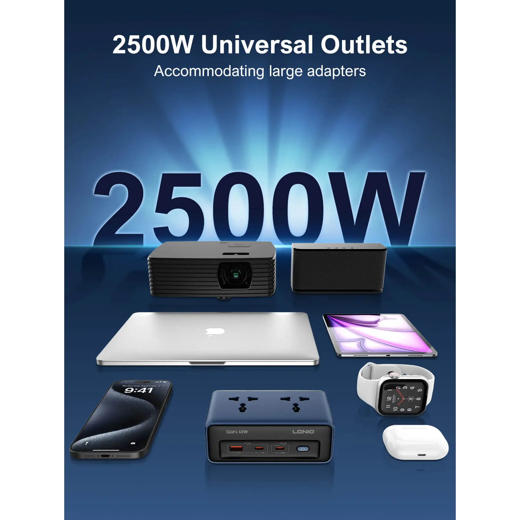 LDNIO SC1 Desktop Power Strip Adapter 45W Universal Socket مشترك كهرباء يدعم تايب سي و يو اس بي بتصميم عمودي وشاشة رقمية ليد لمراقبة الجهد واستهلاك الطاقة لحظياً قدرة خرج ٢٥٠٠ واط 5 اشترِ مشترك LDNIO SC1 شاحن GaN 45W بمصر. 2 مقبس AC و3 منافذ USB/C وشاشة رقمية ليد لمراقبة الطاقة، وسعة 2500W بأفضل سعر من KCS Store.