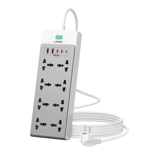 اشترِ مشترك LDNIO SC4 بتقنية GaN 65W بمصر. 8 مقابس AC عالمية و5 منافذ شحن منها تايب سي ولايتنينج بقدرة 2500W بأفضل سعر من KCS Store.