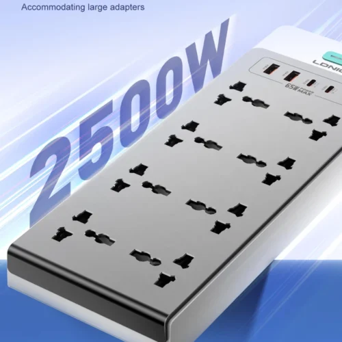 اشترِ مشترك LDNIO SC4 بتقنية GaN 65W بمصر. 8 مقابس AC عالمية و5 منافذ شحن منها تايب سي ولايتنينج بقدرة 2500W بأفضل سعر من KCS Store.