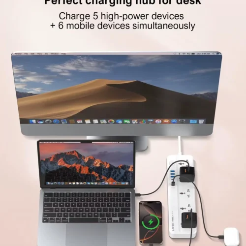 اشتري مشترك كهرباء LDNIO SC5614C بقدرة 2500W و5 منافذ AC و6 منافذ شحن USB/Type-C بكابل 2 متر وخامات مقاومة للحريق. أفضل سعر في مصر مع توصيل سريع.