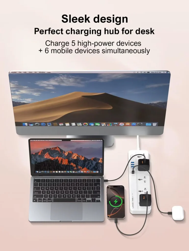 اشتري مشترك كهرباء LDNIO SC5614C بقدرة 2500W و5 منافذ AC و6 منافذ شحن USB/Type-C بكابل 2 متر وخامات مقاومة للحريق. أفضل سعر في مصر مع توصيل سريع.