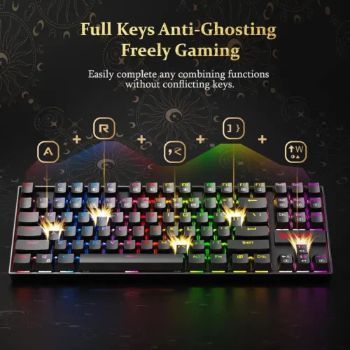 اشتري كيبورد Redragon Kumara K552E الميكانيكال ببلو سويتش ودعم اللغة العربية بأفضل سعر في مصر. تصميم TKL متين مع إضاءة Rainbow رائعة للجيمينج.