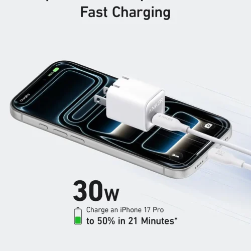 اشترِ شاحن Anker Zolo 30W GaN بمصر. شواحن انكر أصلية مع كابل Type-C لشحن آيفون وسامسونج بسرعة وأمان مع ضمان الأصالة بالسيريال من KCS Store.