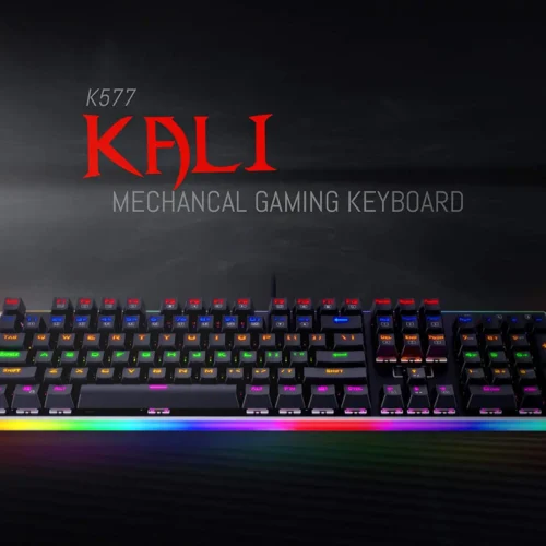 اشتري كيبورد Redragon K577R KALI الميكانيكال بسويتش أحمر صامت ودعم اللغة العربية بأفضل سعر في مصر. هيكل ألومنيوم وإضاءة Rainbow للجيمينج والعمل.