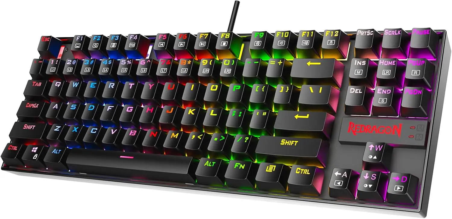 Redragon Kumara Rainbow K552E 60% Wired Mechanical Gaming Keyboard Blue Switch كيبورد جيمنج ميكانيكال بلو سويتش مقاس ٦٠% 2 اشتري كيبورد Redragon Kumara K552E الميكانيكال ببلو سويتش ودعم اللغة العربية بأفضل سعر في مصر. تصميم TKL متين مع إضاءة Rainbow رائعة للجيمينج.