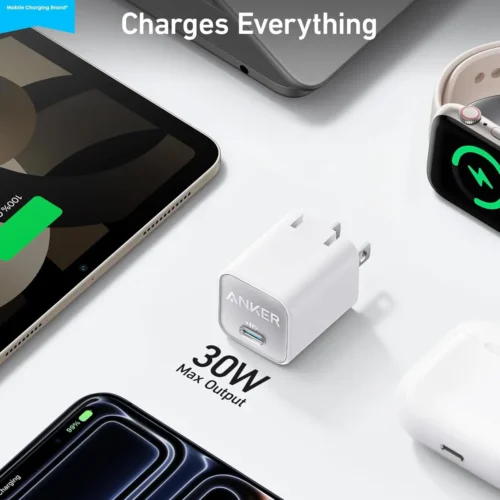 اشترِ شاحن Anker Zolo 30W GaN بمصر. شواحن انكر أصلية مع كابل Type-C لشحن آيفون وسامسونج بسرعة وأمان مع ضمان الأصالة بالسيريال من KCS Store.