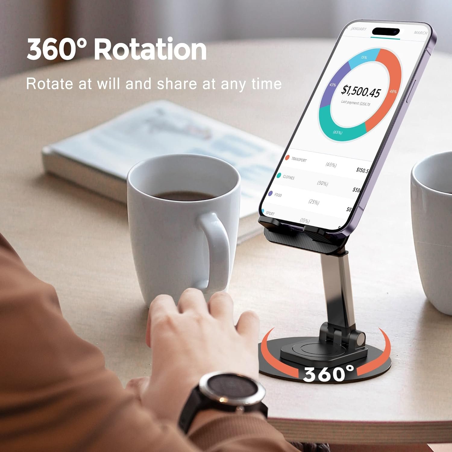 Jmary MK-59 Mobile Desk Holder Multi-Angle & Lightweight ستاند موبايل خفيف الوزن و قابل للدوران ٣٦٠ درجة 5 اشترِ ستاند Jmary MK-59 بمصر. حامل موبايل مكتبي خفيف الوزن، يدور 360 درجة، بـ زوايا متعددة وقواعد مانعة للانزلاق بأفضل سعر من KCS Store.
