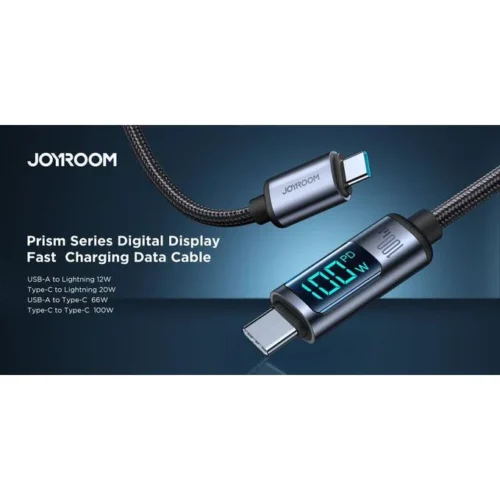 اشترِ كابل Joyroom S-A16 100W تايب سي بمصر. شاشة رقمية لعرض الواط، نقل بيانات 480Mbps، ونايلون مضفر 1.2m بأفضل سعر من KCS Store.