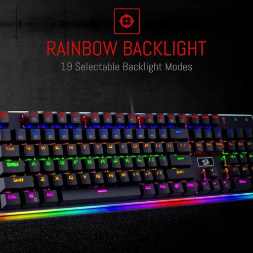 اشتري كيبورد Redragon K577R KALI الميكانيكال بسويتش أحمر صامت ودعم اللغة العربية بأفضل سعر في مصر. هيكل ألومنيوم وإضاءة Rainbow للجيمينج والعمل.