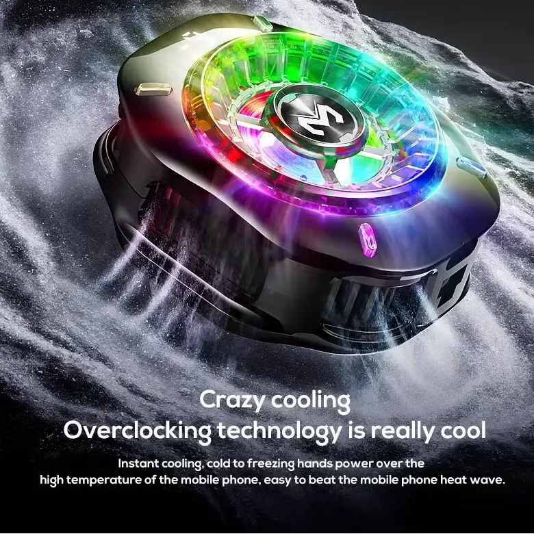 MEMO CX19 Mobile Cooling Fan RGB Digital Display Frozen Phone Cooler مبرد موبايل بمروحة ذات تبريد جليدي بإضاءة مميزه و تثبيت مغناطيسي و تعليق 6 اشتري مبرد هواتف MEMO CX19 بقدرة تبريد جليدية أشباه موصلات وشاشة حرارة وإضاءة RGB وتثبيت مغناطيسي + كليب. أفضل مبرد للجيمينج بسعر ممتاز وتوصيل سريع في مصر.