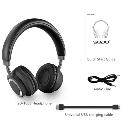 اشترِ هيدفون SODO SD-1005 الأصلي بمصر. دعم Bluetooth 5.0، كارت ميموري TF، كابل AUX، مشغلات 40mm وبطارية تدوم حتى 6 ساعات بأفضل سعر من KCS Store.