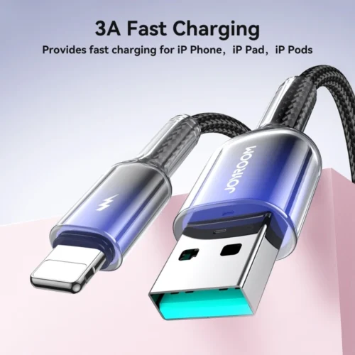 اشترِ كابل Joyroom S-A42 3A للايفون بمصر. شحن سريع، PD 30W، جديلة نايلون متينة بطول 1.2m وحماية ضد القطع بأفضل سعر من KCS Store.