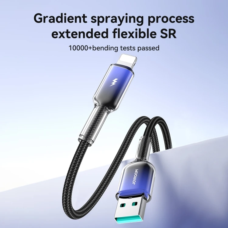 JOYROOM S-A42 Crystal Clear Series 3A Fast Charging Data Cable USB to Lightning Cable Length 1.2m كابل شحن آيفون كابل مضفر فائق الجودة 7 اشترِ كابل Joyroom S-A42 للايفون بمصر. شحن سريع 3A، قدرة PD 30W، جديلة نايلون متينة بطول 1.2m وحماية ضد القطع بأفضل سعر من KCS Store.