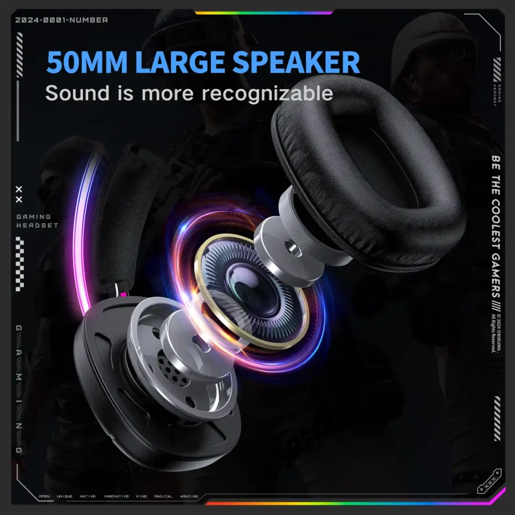 اشتري سماعة Onikuma X33 الجيمنج بمحركات 50mm ومايك عازل للضوضاء وإضاءة LED. السماعة المثالية للألعاب والـ PC والموبايل بأفضل سعر في مصر.