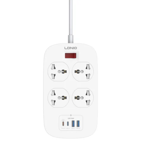 اشترِ مشترك LDNIO SC4407C بـ 4 منافذ كهرباء و4 منافذ USB منهم 2 Type-C بقدرة 45W. كابل 2 متر وخامات مقاومة للحريق بأفضل سعر من KCS Store.