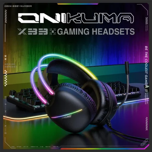 اشتري سماعة Onikuma X33 الجيمنج بمحركات 50mm ومايك عازل للضوضاء وإضاءة LED. السماعة المثالية للألعاب والـ PC والموبايل بأفضل سعر في مصر.