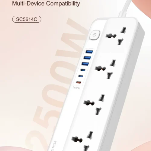 اشتري مشترك كهرباء LDNIO SC5614C بقدرة 2500W و5 منافذ AC و6 منافذ شحن USB/Type-C بكابل 2 متر وخامات مقاومة للحريق. أفضل سعر في مصر مع توصيل سريع.