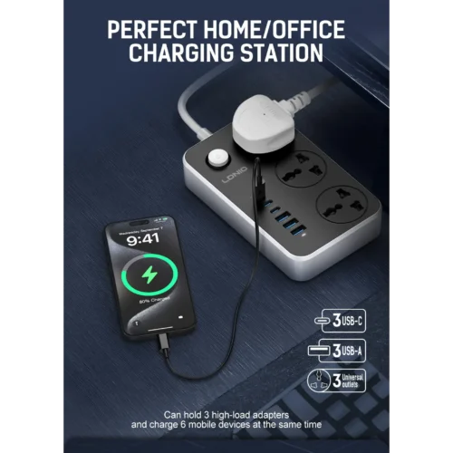 اشترِ مشترك LDNIO SC3604C شاحن GaN 45W بمصر. 2 مقبس AC و3 منافذ USB/C ة 2500W بأفضل سعر من KCS Store.