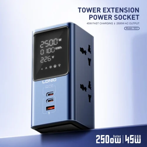 اشترِ مشترك LDNIO SC2 شاحن 45W بمصر. مقابس AC عالمية و3 منافذ USB/C وشاشة رقمية ليد لمراقبة الطاقة وسعة 2500W بأفضل سعر من KCS Store.