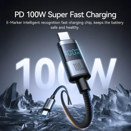 اشترِ كابل Joyroom S-A16 100W تايب سي بمصر. شاشة رقمية لعرض الواط، نقل بيانات 480Mbps، ونايلون مضفر 1.2m بأفضل سعر من KCS Store.