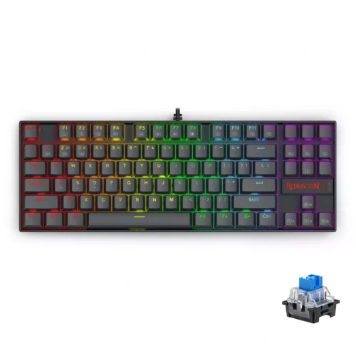 اشتري كيبورد Redragon Kumara K552E الميكانيكال ببلو سويتش ودعم اللغة العربية بأفضل سعر في مصر. تصميم TKL متين مع إضاءة Rainbow رائعة للجيمينج.