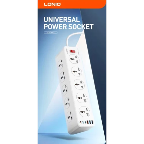 اشترِ مشترك LDNIO SC10610C بمصر. 10 مقابس AC عالمية، 6 منافذ USB بحماية 2500W وشحن سريع 33W PD بأفضل سعر من KCS Store.