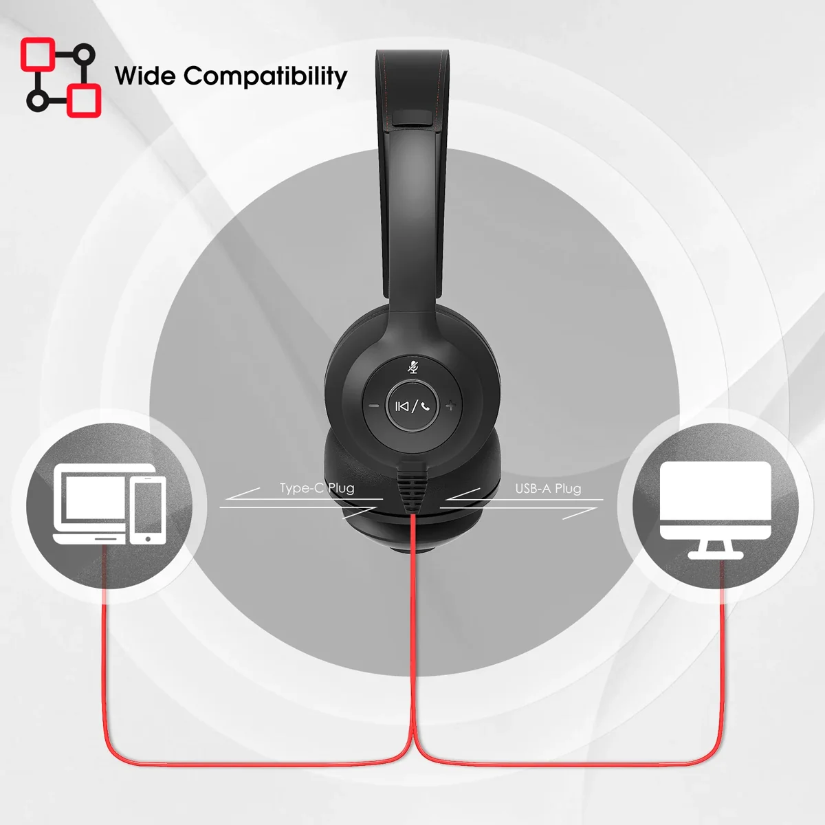 ONIKUMA X37 Wired Professional Noise Cancelling Headphone Type-C to USB HD Audio For Office سماعة هيدفون إحترافي بمايك يدعم تقنية عزل الضوضاء لإستعمال المكاتب و الدراسة 10 ONIKUMA X37 Wired Professional Noise Cancelling Headphone Type-C to USB HD Audio For Office سماعة هيدفون إحترافي بمايك يدعم تقنية عزل الضوضاء لإستعمال المكاتب و الدراسة - الصورة 10