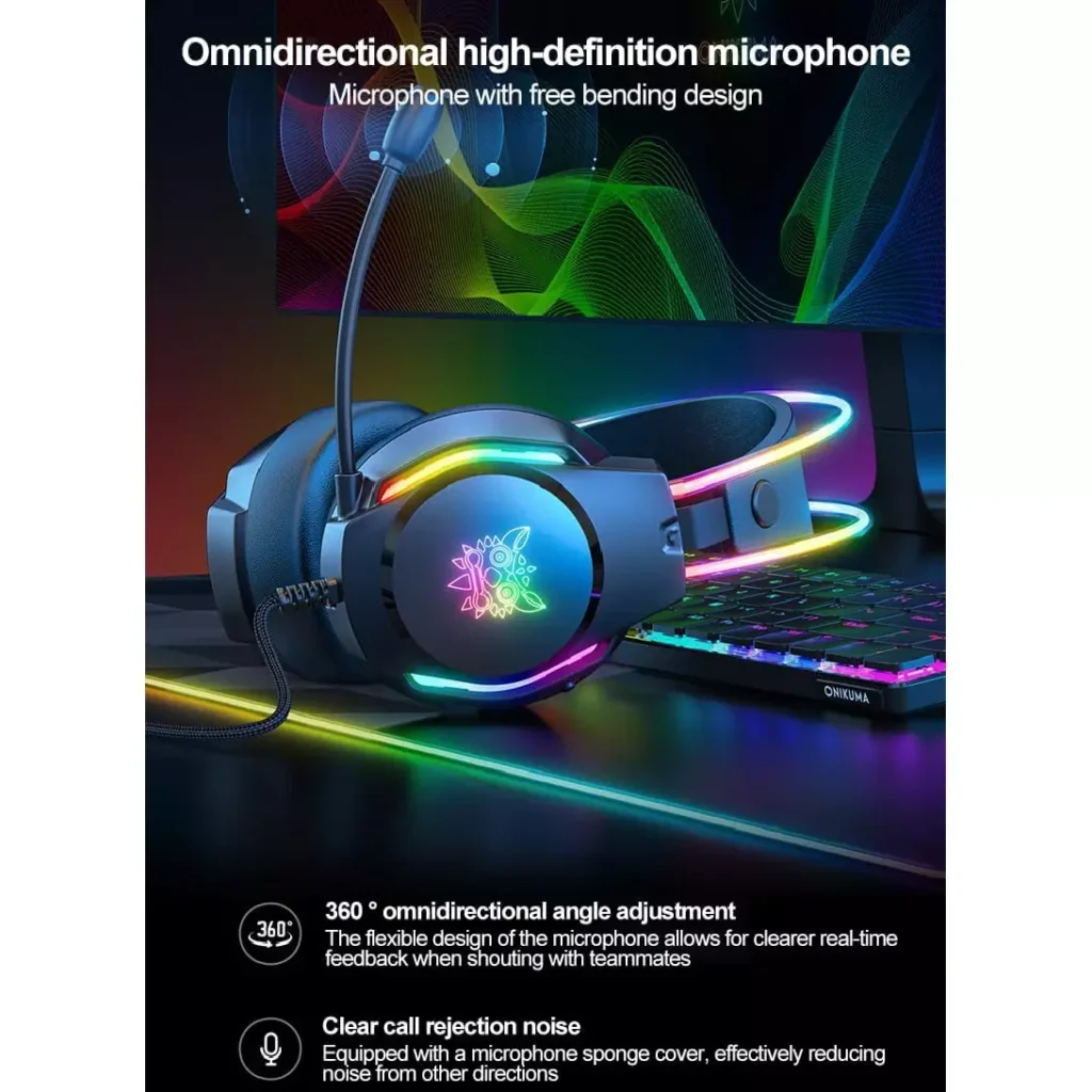 اشتري هيدفون Onikuma X26 الجيمنج بمحركات 50mm ومايك عازل للضوضاء وإضاءة RGB. السماعة المثالية للـ PC والكونسول بأفضل سعر في مصر مع توصيل سريع.