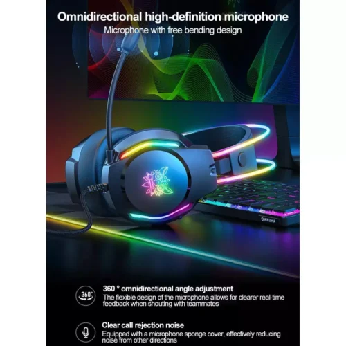 اشتري هيدفون Onikuma X26 الجيمنج بمحركات 50mm ومايك عازل للضوضاء وإضاءة RGB. السماعة المثالية للـ PC والكونسول بأفضل سعر في مصر مع توصيل سريع.