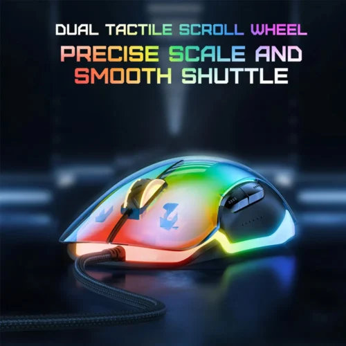 اشتري ماوس Onikuma CW925 الجيمنج الشفاف بسنسور 12800DPI وإضاءة RGB. ماوس برمجة احترافي بـ 1000Hz Polling Rate بأفضل سعر في مصر مع توصيل سريع.
