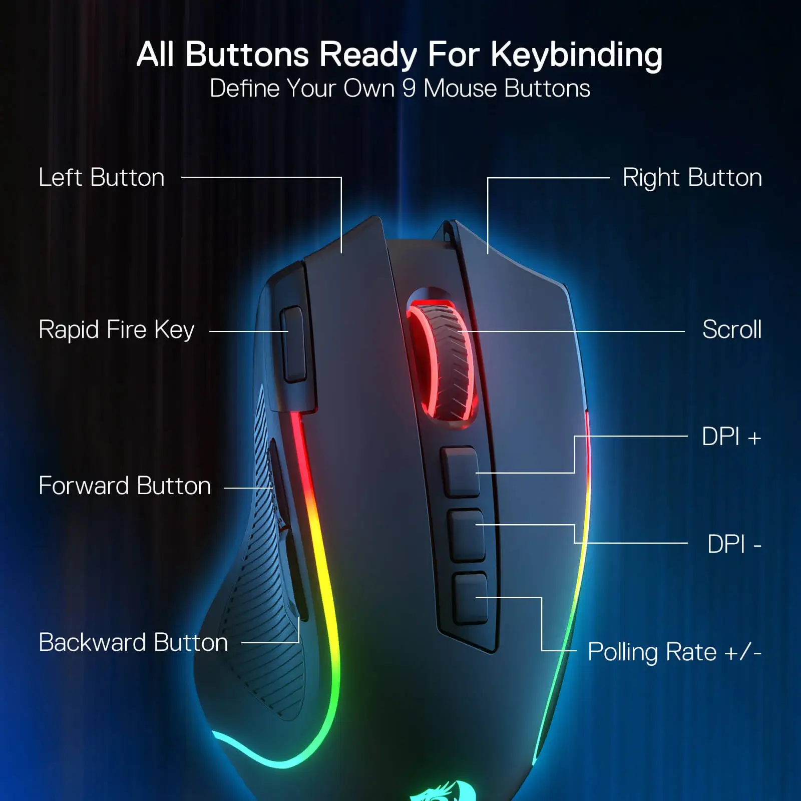 REDRAGON M612 PREDATOR RGB Gaming Mouse Up to 8,000 DPI Optical Sensor 11 Programmable Buttons ماوس جيمينج ريدراجون مستشعر ٨٠٠٠ دي بي آي و ١١ زرار 4 اشترِ ماوس الجيمينج Redragon M612 Predator بأفضل سعر في مصر. 11 زرار برمج، مستشعر 8000 DPI، وإضاءة RGB احترافية لأداء ألعاب مثالي.