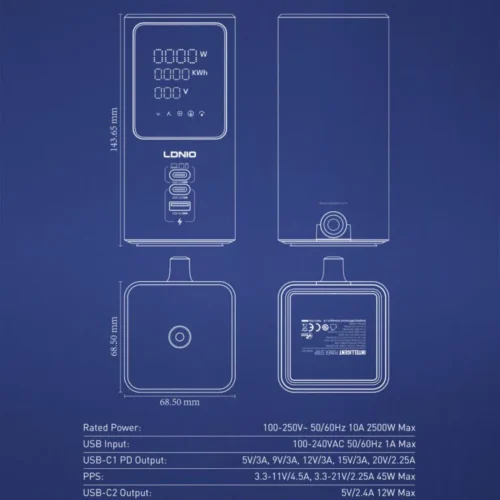 اشترِ مشترك LDNIO SC2 شاحن 45W بمصر. مقابس AC عالمية و3 منافذ USB/C وشاشة رقمية ليد لمراقبة الطاقة وسعة 2500W بأفضل سعر من KCS Store.