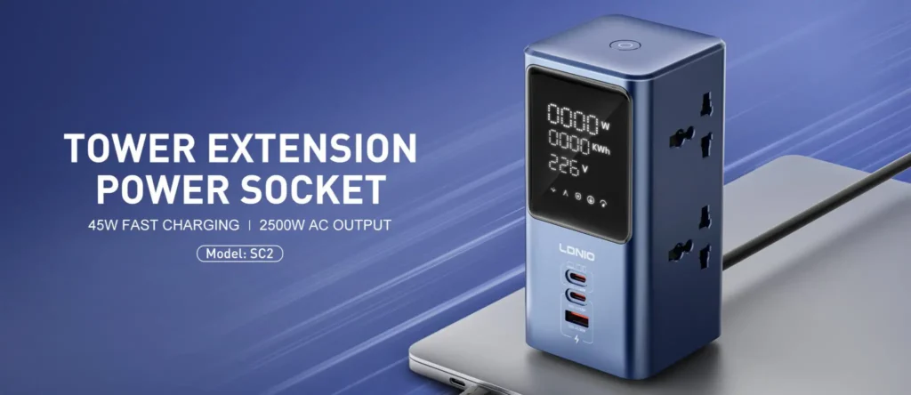 اشترِ مشترك LDNIO SC2 شاحن 45W بمصر. مقابس AC عالمية و3 منافذ USB/C وشاشة رقمية ليد لمراقبة الطاقة وسعة 2500W بأفضل سعر من KCS Store.