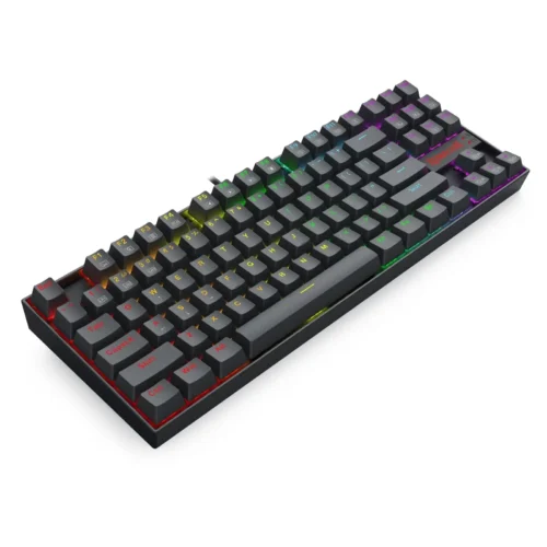 اشتري كيبورد Redragon Kumara K552E الميكانيكال ببلو سويتش ودعم اللغة العربية بأفضل سعر في مصر. تصميم TKL متين مع إضاءة Rainbow رائعة للجيمينج.