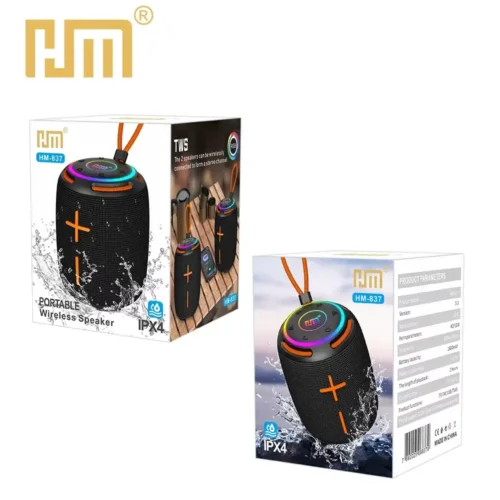 اشتري سماعة HM-837 البلوتوث المحمولة بصوت Super Bass ودعم TWS وFM وراديو بطارية 1500mAh ومقاومة للماء IPX-5. أفضل سعر سماعة في مصر مع توصيل سريع.