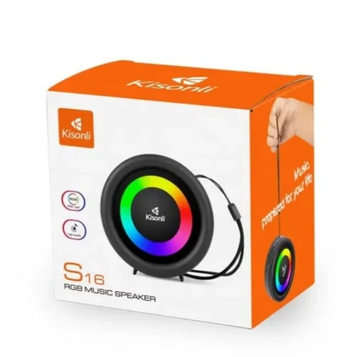 اشترِ سماعة بلوتوث KISONLI S16 بقدرة 5W وبطارية 500mAh بمصر. شحن Type-C، إضاءة RGB، ودعم FM/USB بأفضل سعر من KCS Store.