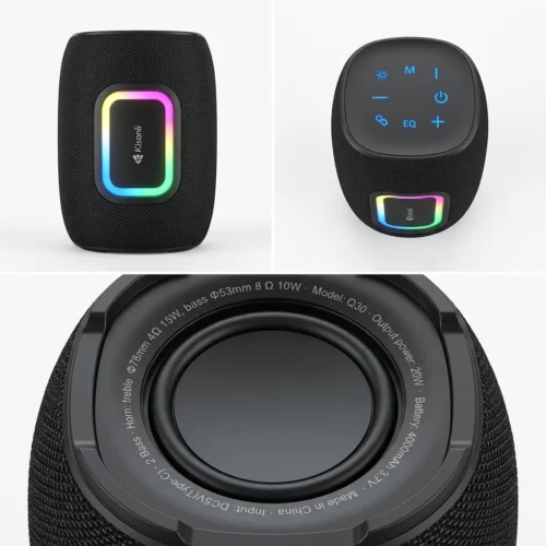 اشترِ سماعة بلوتوث Kisonli Q30 Smart RGB بمصر. صب ووفر وايرلس 30W، بطارية شحن، صوت Heavy Bass وإضاءة RGB بأفضل سعر من KCS Store.