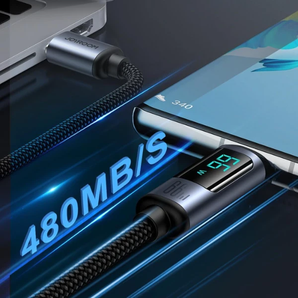 JOYROOM S-A16 Pro Prism Series 66W USB-A to USB-C Cable with Wattage Display 1.2m كابل شحن تايب سي ٦٦ واط بشاشة لعرض القدرة 4 اشترِ كابل Joyroom S-A16 Pro بقدرة 66W في مصر. شاشة رقمية لعرض الواط، نقل بيانات 480Mbps، ونايلون مضفر 1.2m بأفضل سعر من KCS Store.
