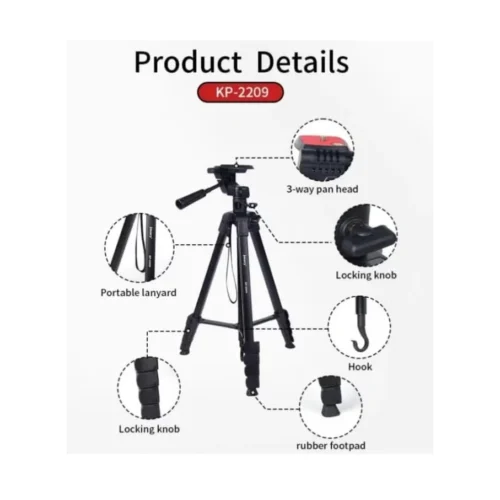 اشترِ تريبود Jmary KP-2209 بمصر. تصوير أفقي Horizontal Axis، زاوية 360 درجة، ارتفاع حتى 173 سم مع حامل موبايل بأفضل سعر من KCS Store.
