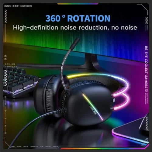 اشتري سماعة Onikuma X33 الجيمنج بمحركات 50mm ومايك عازل للضوضاء وإضاءة LED. السماعة المثالية للألعاب والـ PC والموبايل بأفضل سعر في مصر.